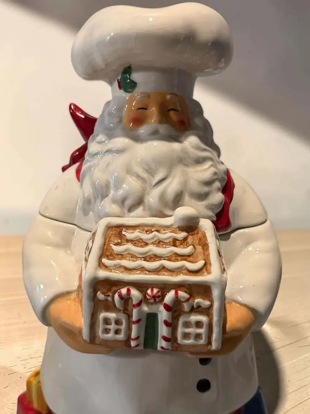 JCPenney Home Collection 2006 Santa Chef Cookie Jar with Gingerbread House